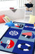 Kids Ship Pattern Rug with Anchor Blue Polyester Rug Washable Pet Friendly Non-Slip Area Rug for Child's Bedroom