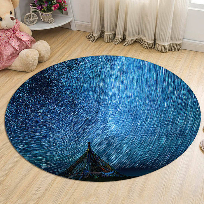 Kids Galaxy Pattern Rug Blue and Purple Polyester Rug Washable Pet Friendly Non-Slip Area Rug for Child's Bedroom