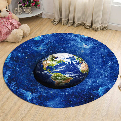 Kids Galaxy Pattern Rug Blue and Purple Polyester Rug Washable Pet Friendly Non-Slip Area Rug for Child's Bedroom