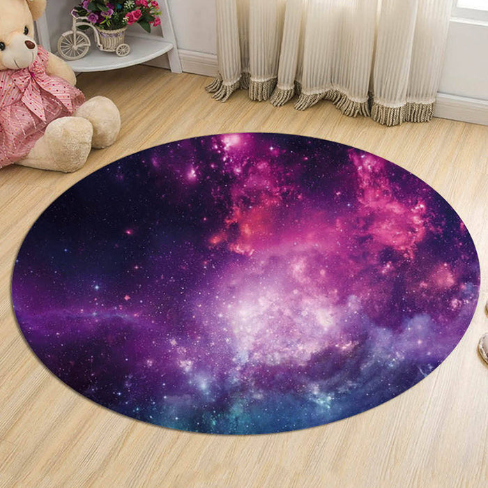 Kids Galaxy Pattern Rug Blue and Purple Polyester Rug Washable Pet Friendly Non-Slip Area Rug for Child's Bedroom