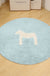 Kids Horse Pattern Rug Blue and Khaki Cotton Rug Washable Pet Friendly Non-Slip Area Rug for Child's Bedroom