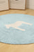 Kids Horse Pattern Rug Blue and Khaki Cotton Rug Washable Pet Friendly Non-Slip Area Rug for Child's Bedroom