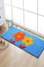 Blue and Orange Kids Rug Polyester Leaf and Flower Pattern Rug Pet Friendly Washable Anti-Slip Backing Carpet for Decoration