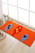 Blue and Orange Kids Rug Polyester Leaf and Flower Pattern Rug Pet Friendly Washable Anti-Slip Backing Carpet for Decoration