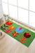 Blue and Orange Kids Rug Polyester Leaf and Flower Pattern Rug Pet Friendly Washable Anti-Slip Backing Carpet for Decoration