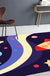 Kids Spaceship Pattern Rug with Planet Dark Blue Polyester Rug Washable Pet Friendly Non-Slip Area Rug for Child's Bedroom