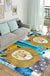 Kids Animal Pattern Rug Black and Blue Acrylic Rug Washable Pet Friendly Non-Slip Area Rug for Child's Bedroom