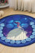 Kids Cartoon Princess Pattern Rug Multicolor Polyester Rug Washable Pet Friendly Non-Slip Area Rug for Child's Bedroom