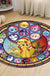 Kids Cartoon Princess Pattern Rug Multicolor Polyester Rug Washable Pet Friendly Non-Slip Area Rug for Child's Bedroom