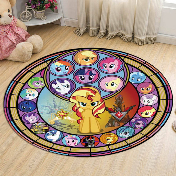 Kids Cartoon Princess Pattern Rug Multicolor Polyester Rug Washable Pet Friendly Non-Slip Area Rug for Child's Bedroom