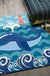Cute Whale Pattern Rug Blue Kids Rug Polyester Pet Friendly Washable Area Rug for Nursery