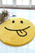 Cute Expression Pattern Rug Yellow and Green Kids Rug Polyester Pet Friendly Washable Area Rug for Nursery