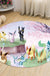 Kids Cartoon Character Pattern Rug Multicolor Polyester Rug Washable Pet Friendly Non-Slip Area Rug for Child's Bedroom