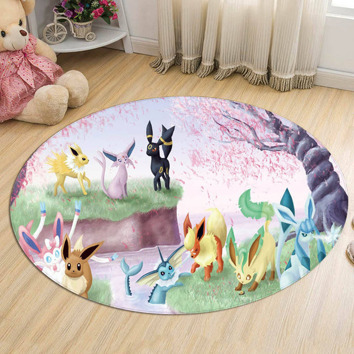 Kids Cartoon Character Pattern Rug Multicolor Polyester Rug Washable Pet Friendly Non-Slip Area Rug for Child's Bedroom