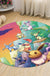 Kids Cartoon Character Pattern Rug Multicolor Polyester Rug Washable Pet Friendly Non-Slip Area Rug for Child's Bedroom