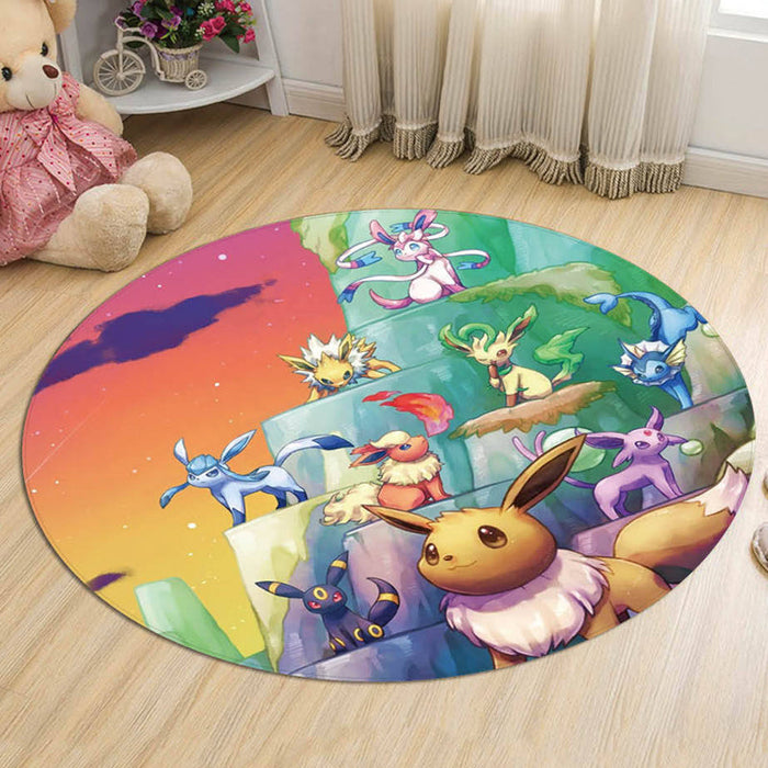 Kids Cartoon Character Pattern Rug Multicolor Polyester Rug Washable Pet Friendly Non-Slip Area Rug for Child's Bedroom