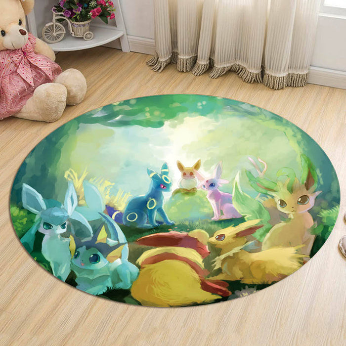 Kids Cartoon Character Pattern Rug Multicolor Polyester Rug Washable Pet Friendly Non-Slip Area Rug for Child's Bedroom