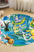 Kids Cartoon Character Pattern Rug Multicolor Polyester Rug Washable Pet Friendly Non-Slip Area Rug for Child's Bedroom