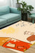 Cute Painting Pattern Rug Orange Kids Rug Polyester Pet Friendly Washable Area Rug for Nursery