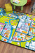 Kids Island Pattern Rug Green and Blue Polyester Rug Washable Pet Friendly Non-Slip Area Rug for Child's Bedroom