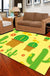 Kids Cactus Pattern Rug Black and Green Polyester Rug Washable Pet Friendly Non-Slip Area Rug for Child's Bedroom