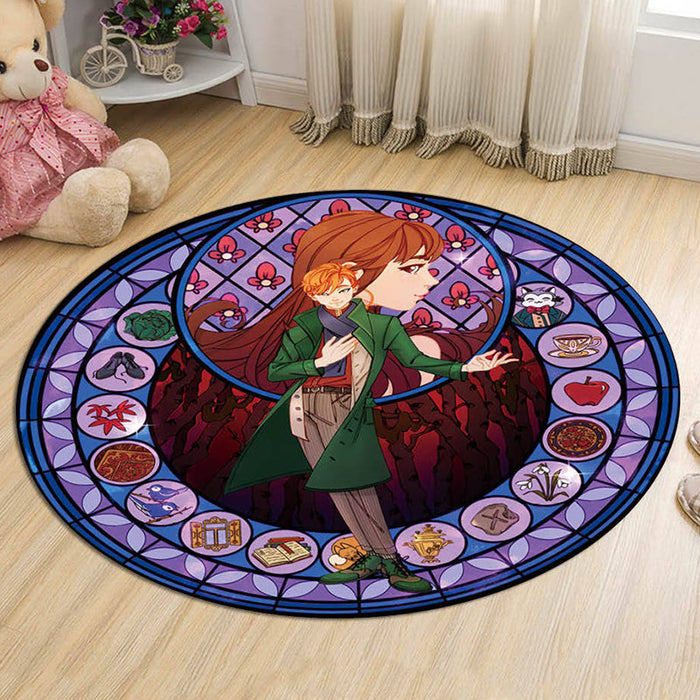 Unique Cartoon Character Pattern Rug Multicolor Kids Rug Polyester Pet Friendly Washable Area Rug for Nursery