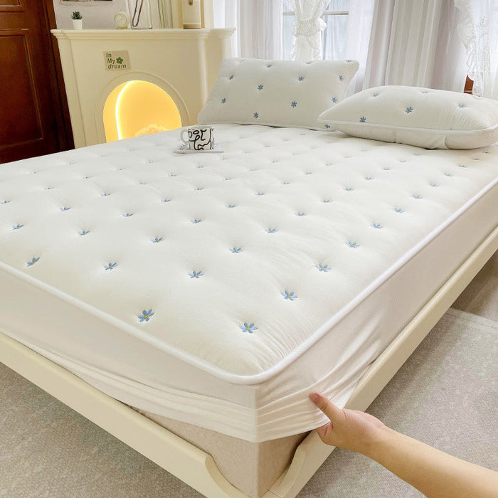 Embroidered Cotton Soybean One-piece Fiber All-inclusive Protection Mattress Cover