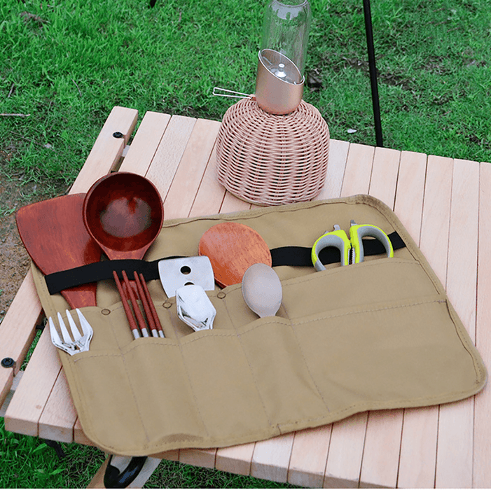 900D Oxford Cloth Tableware Storage Bag Camping Picnic BBQ Triangle/Rectangle Dinnerware Hanging Holder Bag Outdoor Organizer