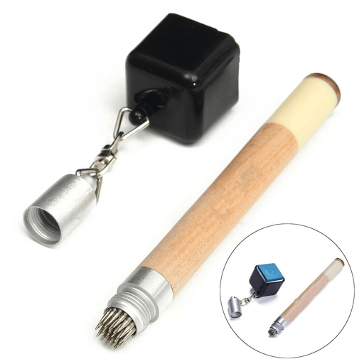 2 in 1 Portable Wood Handle Pocket Pool Snooker Billiard Chalk Holder Cue Table Accessory