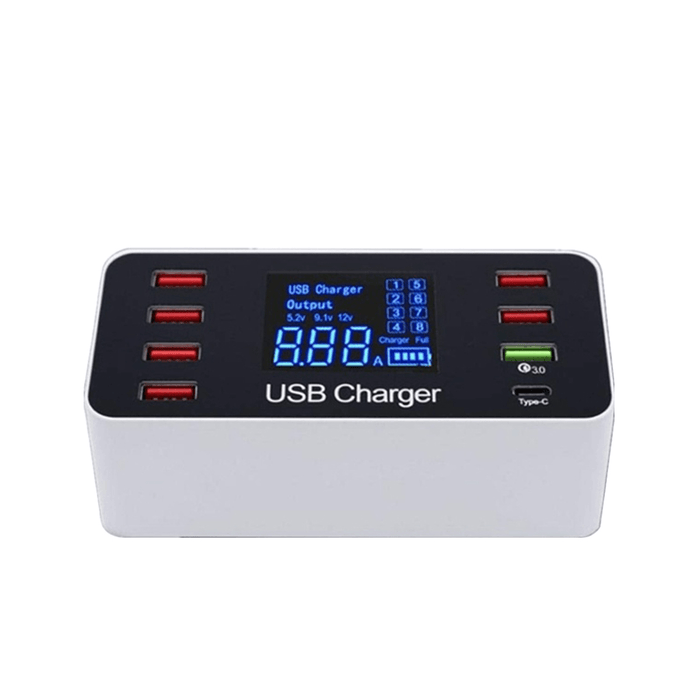 Portable 8-Port USB Adapter Phone MP3/4 Charging LCD Display QC3.0 Fast Charger