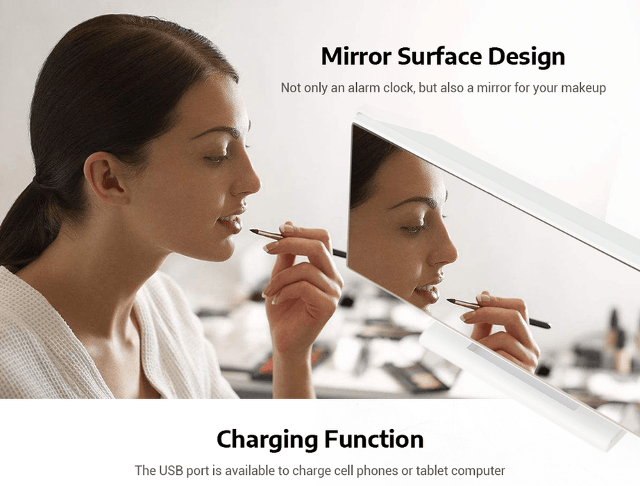 Digital Alarm Clock Mutifunction LED USB Charging Mirror Alarm Home Decor Desk Clock