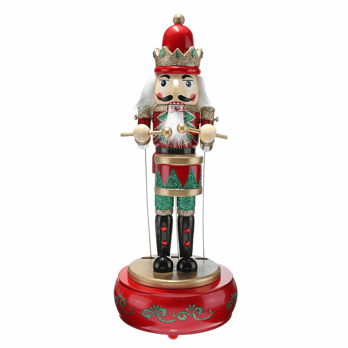 32CM Wooden Guard Nutcracker Soldier Toy Music Box Christmas Decorations Xmas Gift