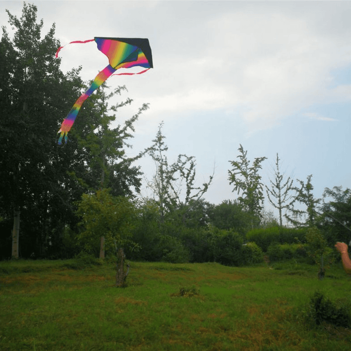 Rainbow Triangle Kite Children Toys with Long Colorful Tail Beach Outdoor Activities Game Travel