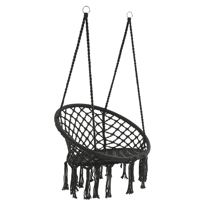 Cotton Hammock Seat Hanging Chair Tassel Deluxe Swing Chair Max Load 120Kg Outdoor Indoor Patio Garden