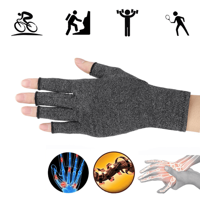 Anti Slip Compression Arthritis Gloves for Arthritis Pain Relief Rheumatoid Osteoarthritis and Carpal Tunnel Fingerless Gloves for Typing and Daily Work