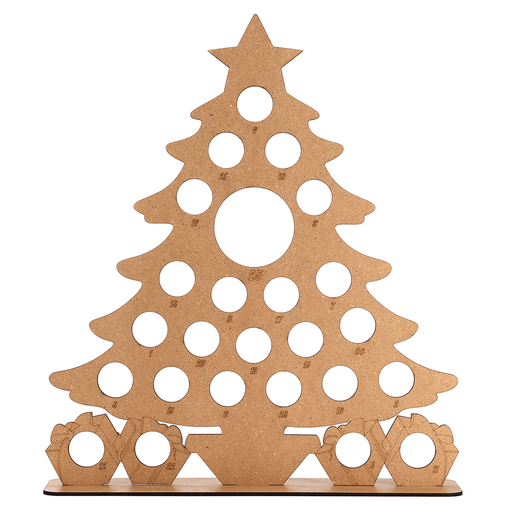 Wooden Christmas Advent Calendar Christmas Tree Decoration Fits 25 Circular Chocolates Candy Stand Rack