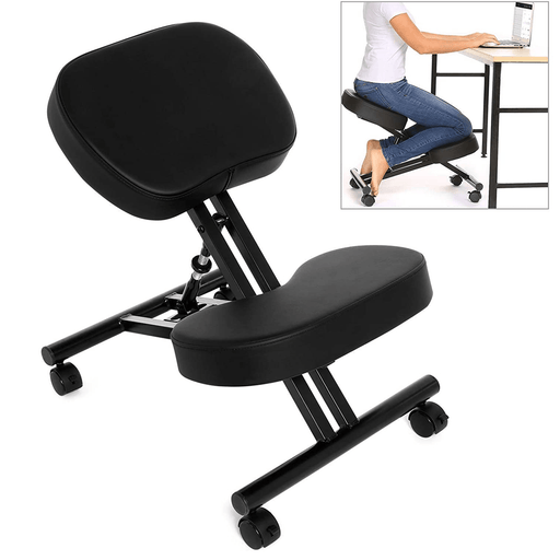 Kneeling Chair Corrective Seat Rollers Height Adjustable Stable Office Home Chair Knee Cushion