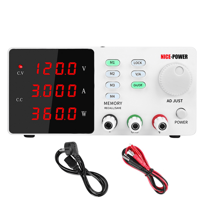 NICE-POWER 0-120V 0-3A Adjustable Programmable Lab Switching Power Supply DC Regulated Power Supply Bench Digital Display Power Supplies 220V EU Plug