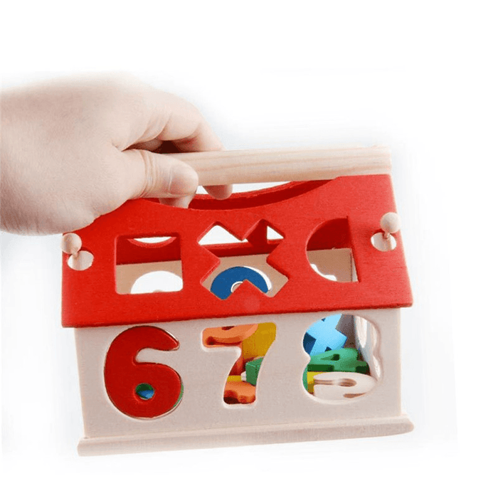 Wooden Digital House Detachable Digital Shape Matching Blocks House Kid'S Child'S Early Educational Toys