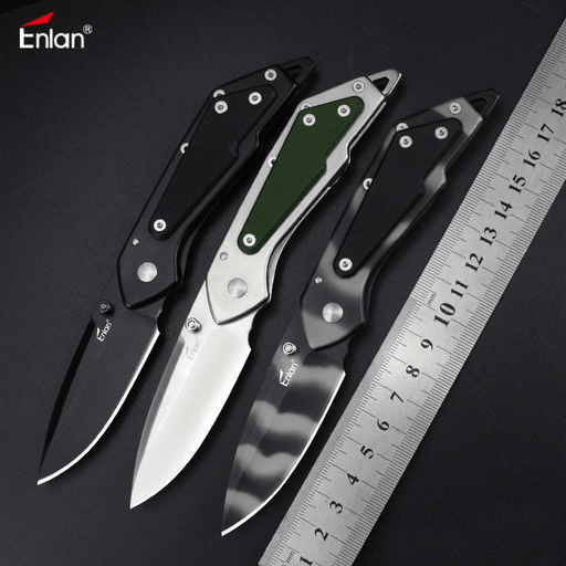 Enlan M017 8Cr13Mov Blade Folding Knife Kitchen Fruit Peeler Outdoor Portable Cuting Tool Mini Stainless Steel Knife Pocket Utility Knife Portable Collection EDC Tool