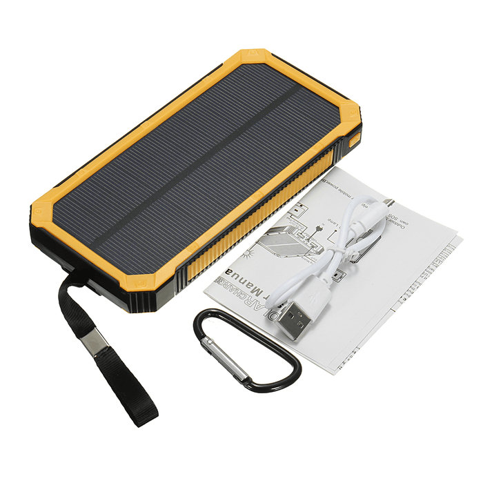 Waterproof 8000Mah Portable Solar Charger Dual USB Battery Power Bank