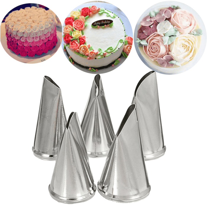 5 Pcs Set Rose Petal Icing Piping Nozzles Metal Cream Tips Cake Decorating Tools Cup Cake Pastry Tool