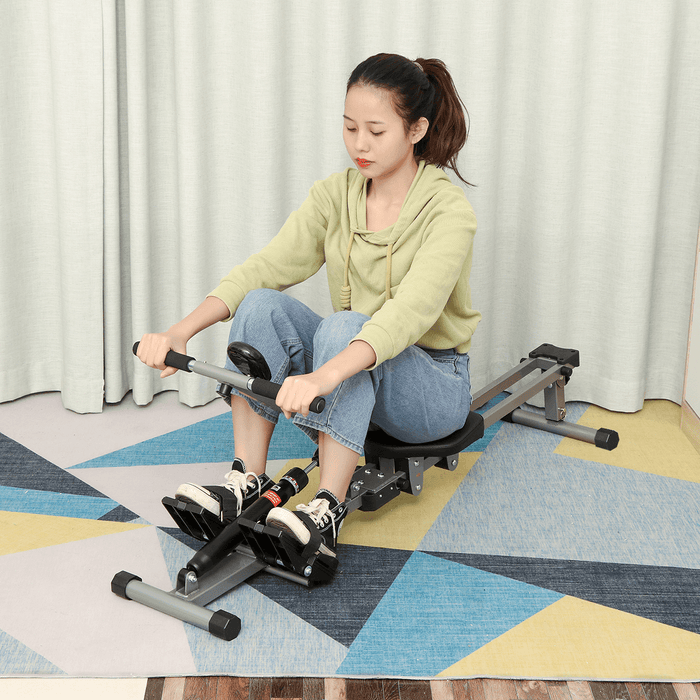 LED Display Foldable Rowing Machine 3-Level Adjustment Supine Board Body Fitness Home Gym Exercise Equipment