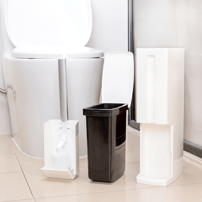 3 in 1 Multifunction Bathroom Trash Can Garbage Bin Kitchen Waste Basket with Toilet Brush Garbage Bag Holder Waste Dustbin for Home Office Room