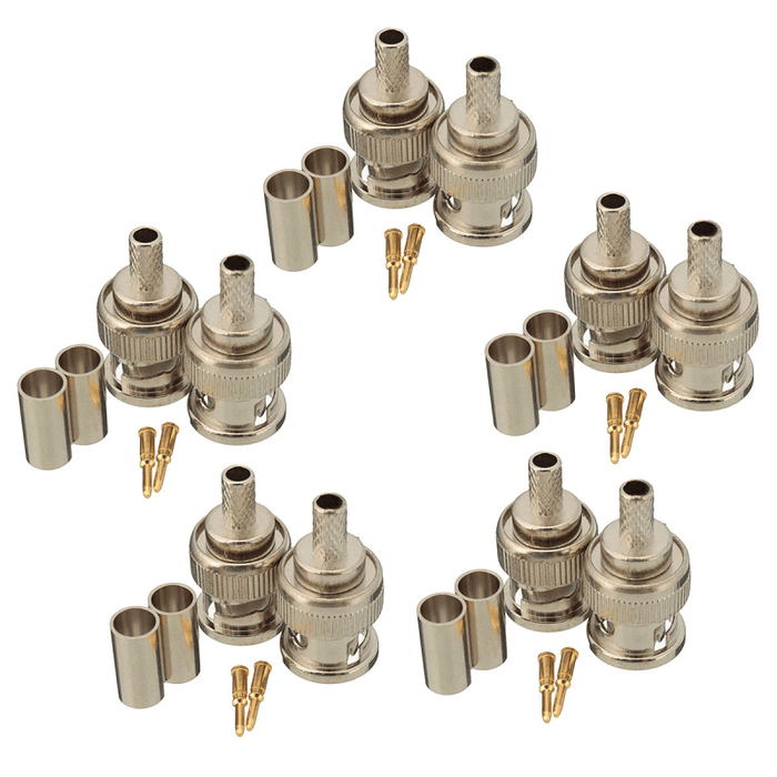 Excellway® 10 Sets BNC Plug Crimp Connectors Adapter for RG58 RG-58 Coax Male Antenna Cable