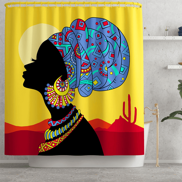 Retro Style 3D Printed Shower Curtain Waterproof Mouldproof Polyester Environmental Non-Toxic Non-Slip Bathroom Curtain