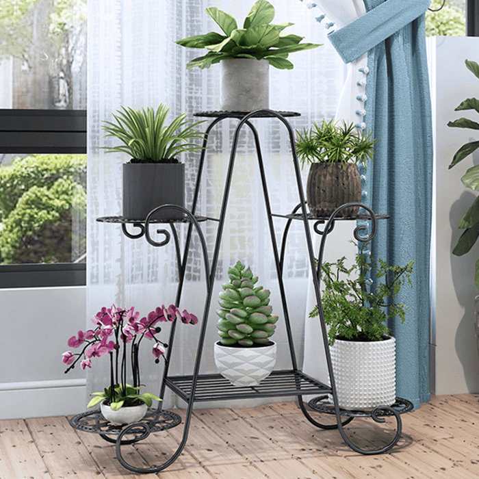 6-Layer Flower Stand Wrought Iron Plant Shelf Indoor Creative Art Rack