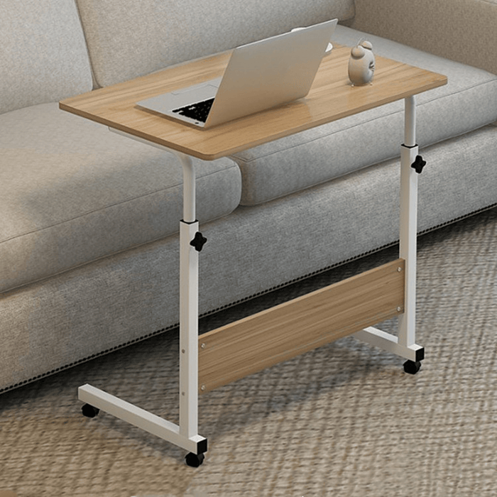 Mobile Laptop Desk Adjustable Height Computer Wood Table Stand Bed Bedside