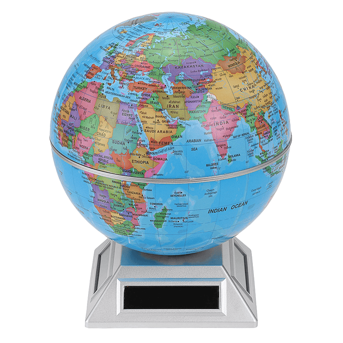 Solar Automatic Rotating Globe Decorative Desktop Earth Geography World Globe Base World Map Education Gift W/ Base