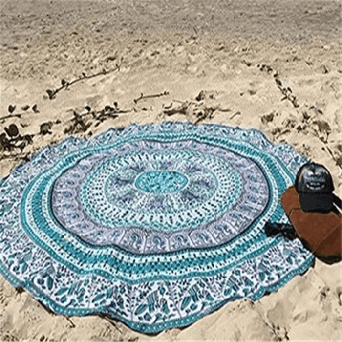 Honana WX-16 150Cm Bohemian Style Thin Chiffon Beach Shawl Mat Mandala round Silk Scarf Bed Sheet Tapestry